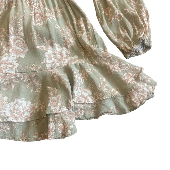 Kivari Tie Front Long Sleeve Mini Dress Flowy Floral Print Size Small Women's - Picture 12 of 14